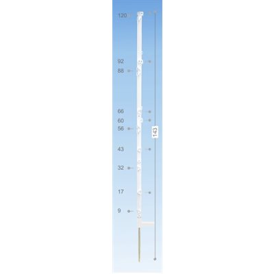 Plastic Post, 8 Insulators, 1,32 m, White